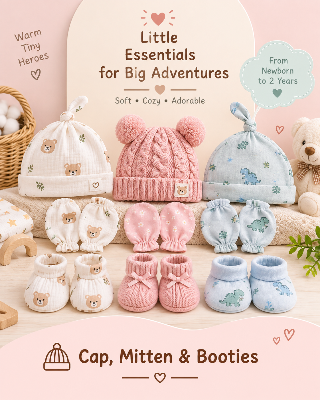 Cap, Mitten & Booties